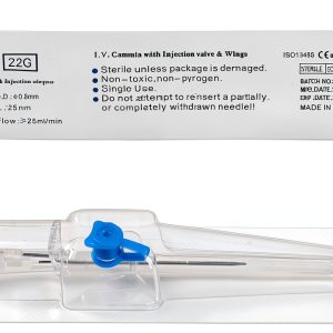 Disposable I.V. Cannula Injection Catheter Winison 22G Blue with Wing-0